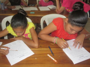 Belen and Keyling practicing their English